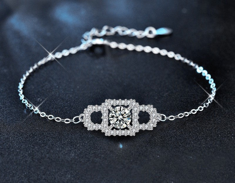 1CT Halo Moissanite Bracelet  - 925 Sterling Silver