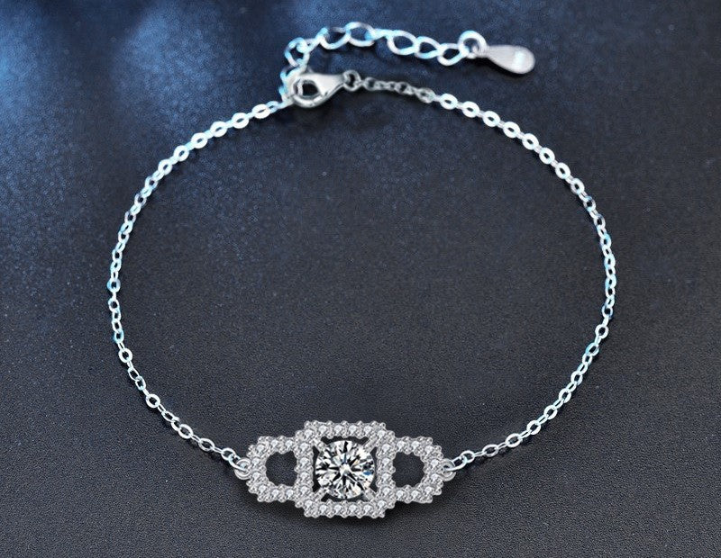 1CT Halo Moissanite Bracelet  - 925 Sterling Silver