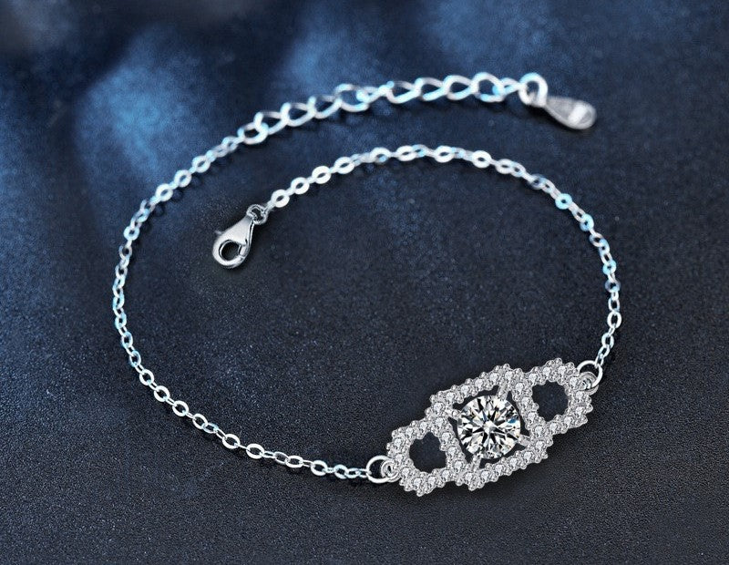 1CT Halo Moissanite Bracelet  - 925 Sterling Silver