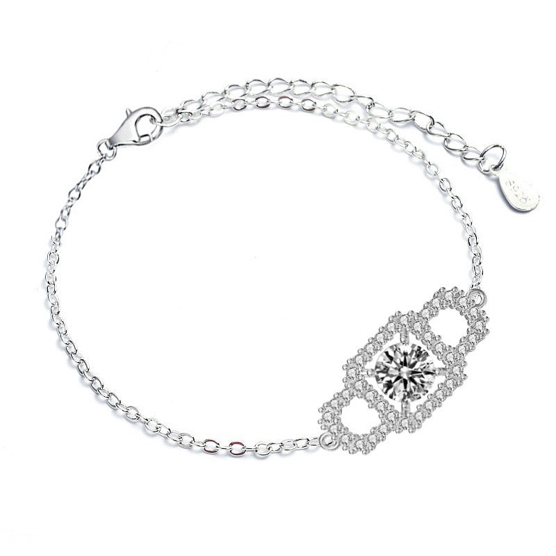 1CT Halo Moissanite Bracelet  - 925 Sterling Silver
