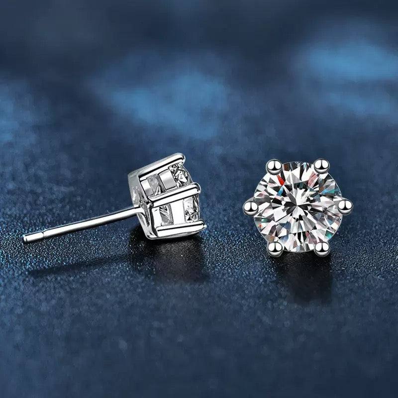 2CT/4CT/6CT Moissanite Solitaire Stud Earrings