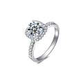1CT / 2CT Halo Adjustable Moissanite Ring - 925 Sterling Silver