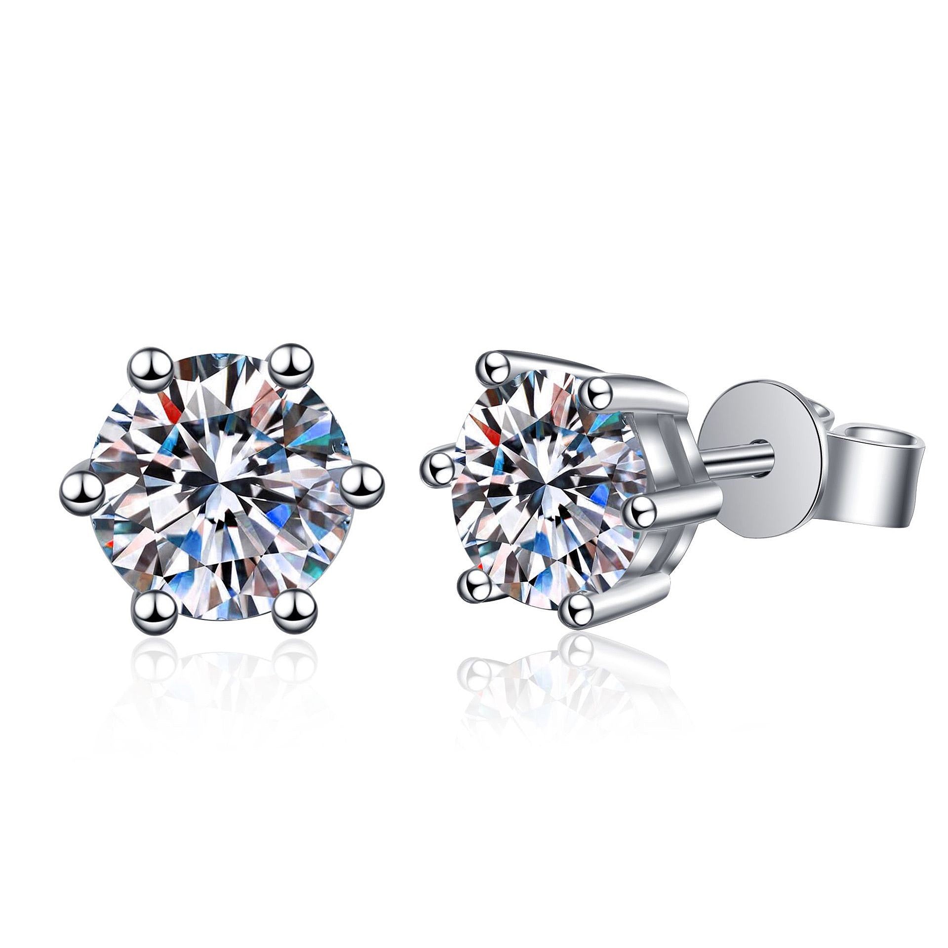 2CT/4CT/6CT Moissanite Solitaire Stud Earrings