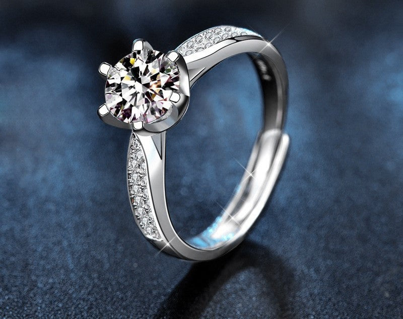 1CT/2CT Starlight Queen  Adjustable Moissanite Ring - 925 Sterling Silver
