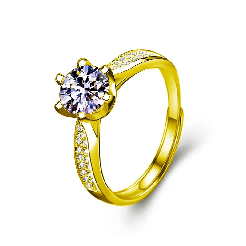 1CT/2CT Starlight Queen  Adjustable Moissanite Ring - 925 Sterling Silver