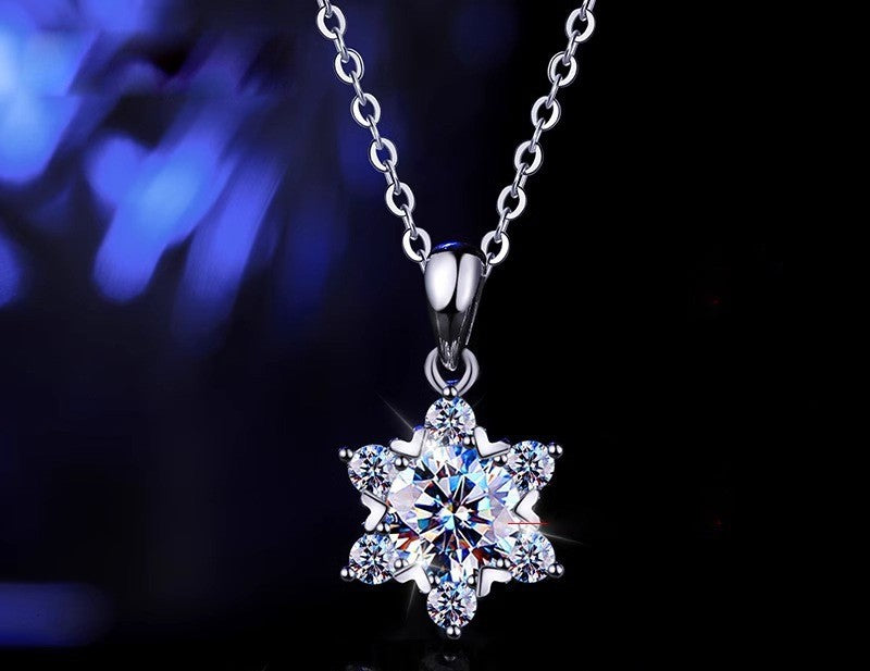 2CT Snowflake Moissanite Necklace  - 925 Sterling Silver