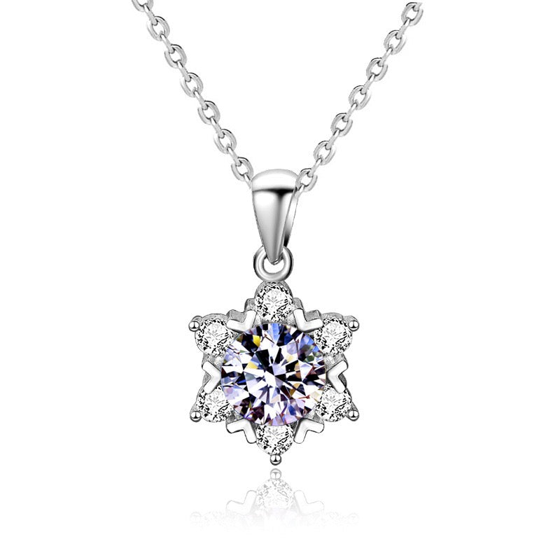 2CT Snowflake Moissanite Necklace  - 925 Sterling Silver