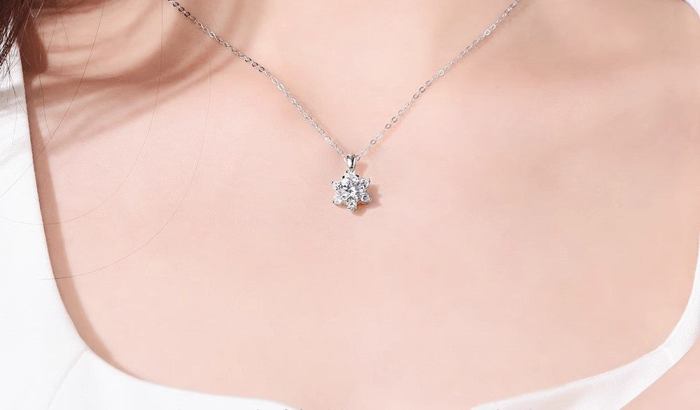 2CT Snowflake Moissanite Necklace  - 925 Sterling Silver