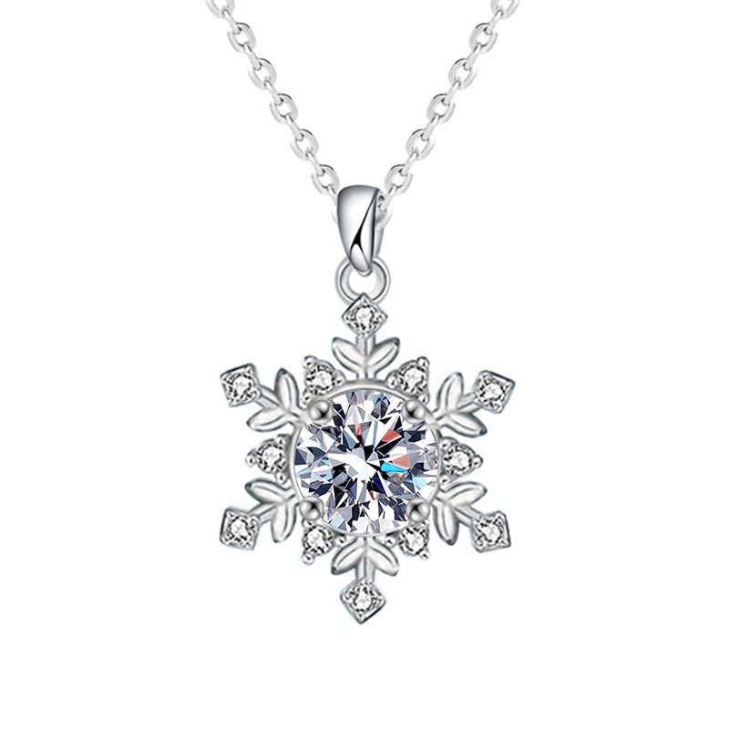 2CT Snowflake Moissanite Necklace - 925 Sterling Silver