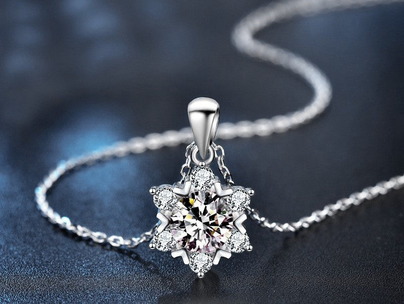 2CT Snowflake Moissanite Necklace  - 925 Sterling Silver