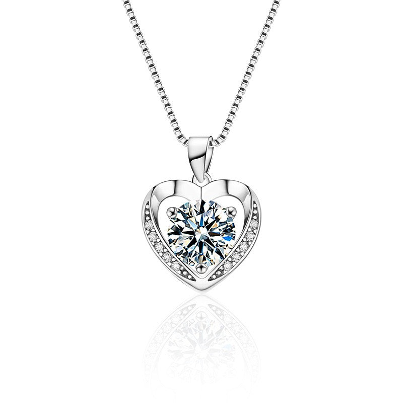 2CT Heart Moissanite Necklace - 925 Sterling Silver