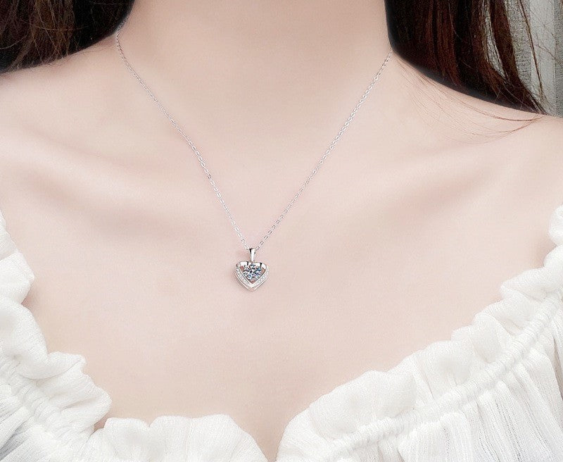 2CT Heart Moissanite Necklace - 925 Sterling Silver