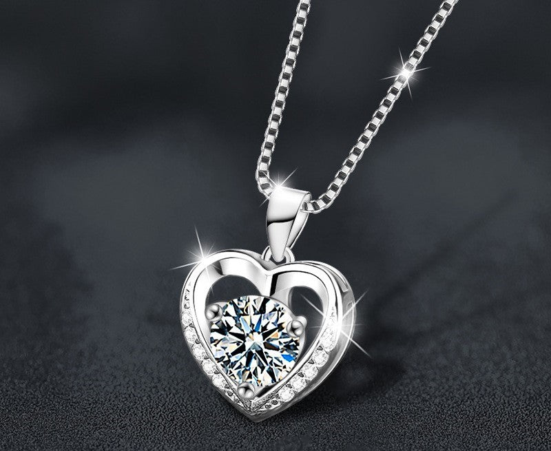 2CT Heart Moissanite Necklace - 925 Sterling Silver