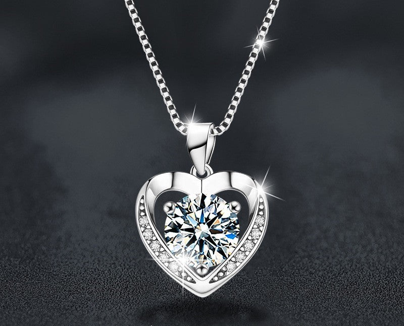 2CT Heart Moissanite Necklace - 925 Sterling Silver