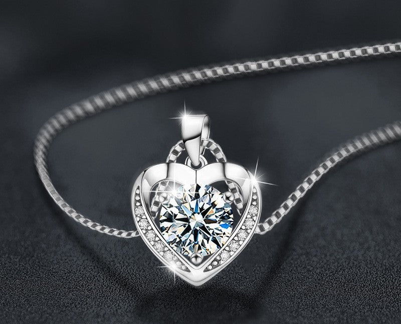 2CT Heart Moissanite Necklace - 925 Sterling Silver