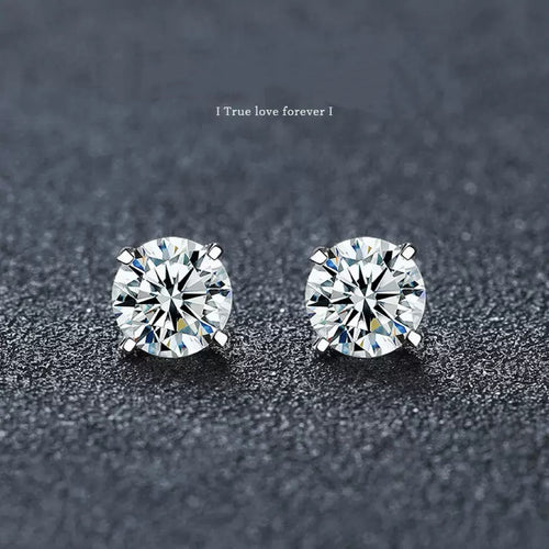 2CT Moissanite Solitaire Stud Earrings