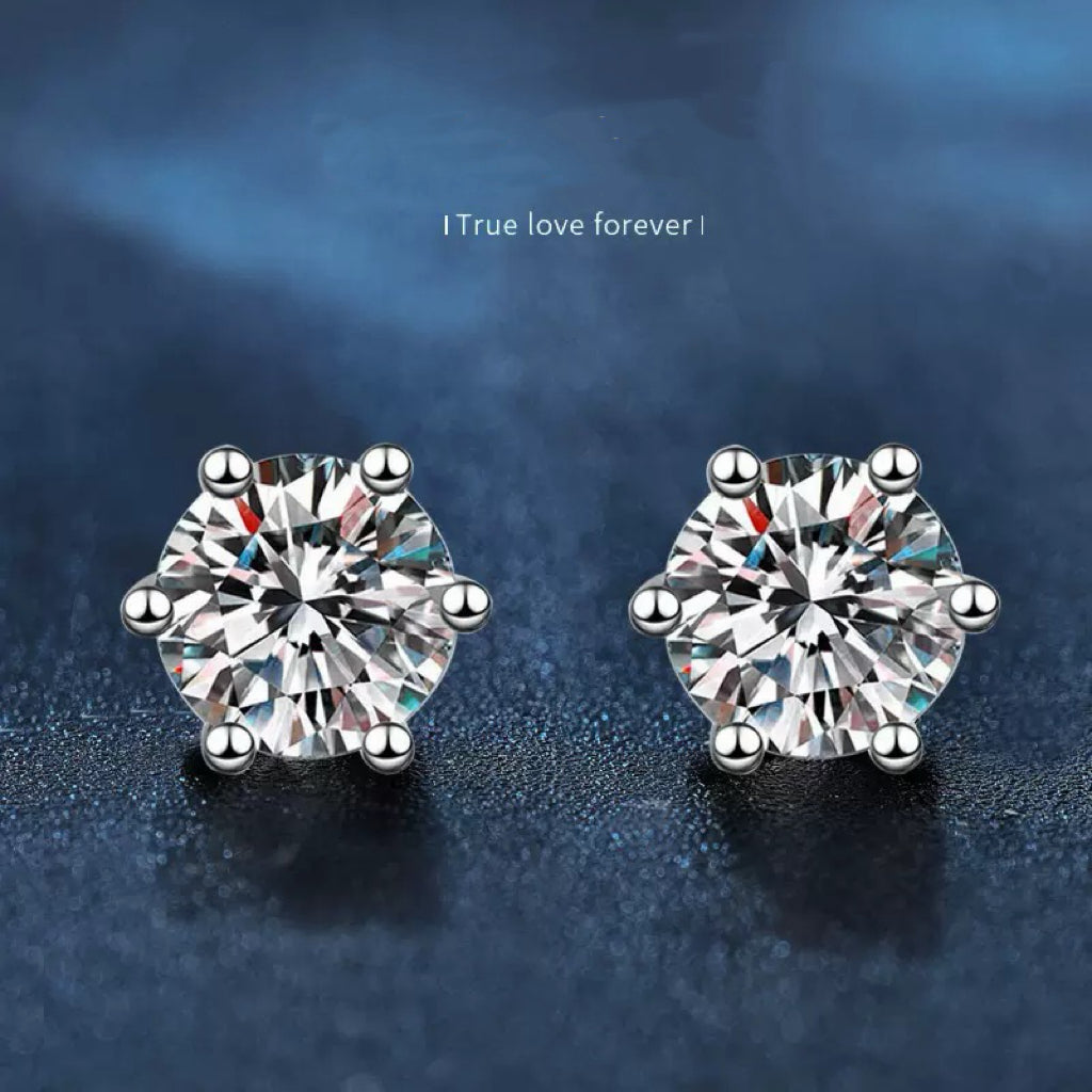 2CT/4CT/6CT Moissanite Solitaire Stud Earrings
