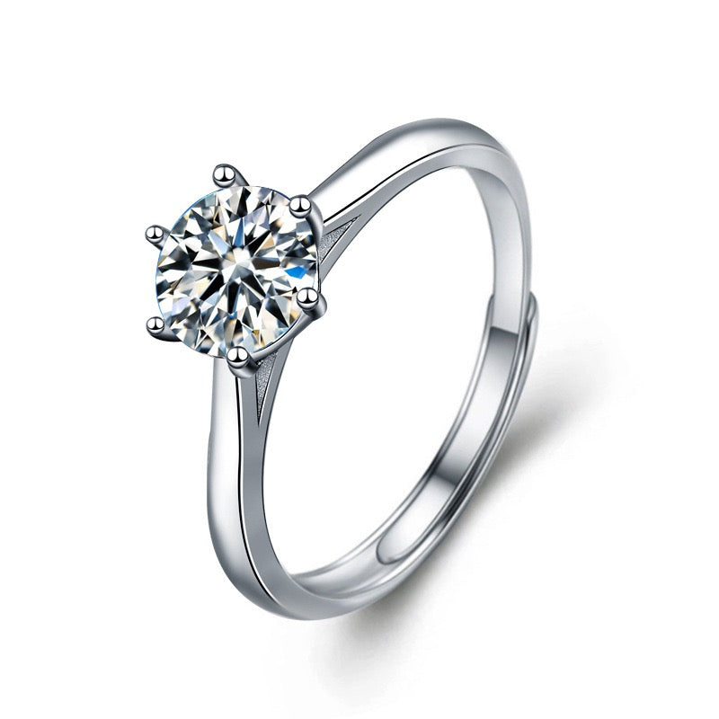 1CT/2CT Adjustable Moissanite Ring - 925 Sterling Silver