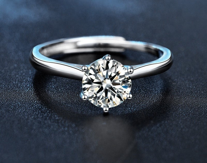 1CT/2CT Adjustable Moissanite Ring - 925 Sterling Silver