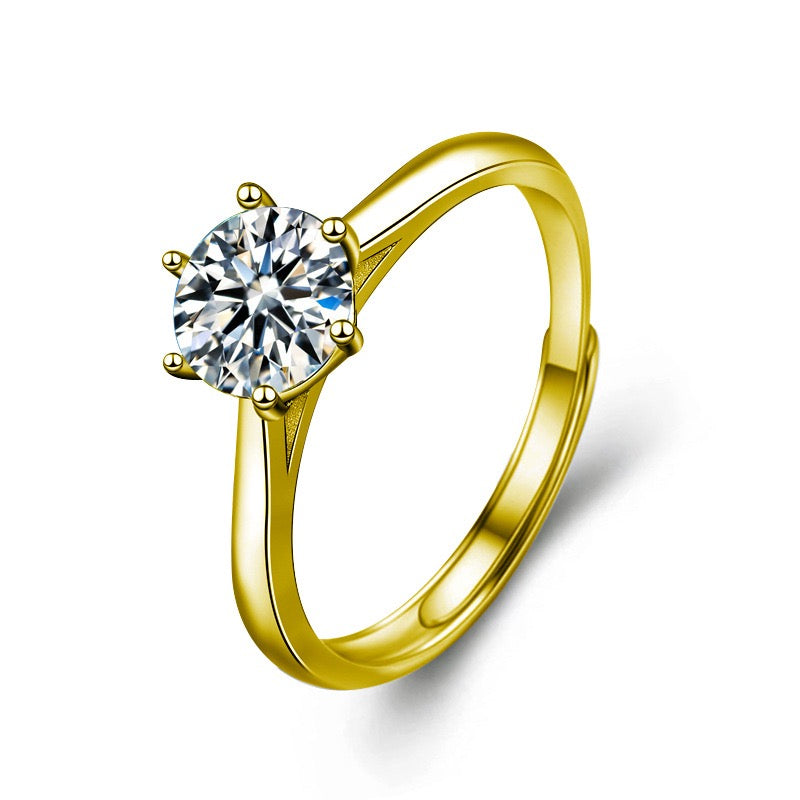 1CT/2CT Adjustable Moissanite Ring - 925 Sterling Silver