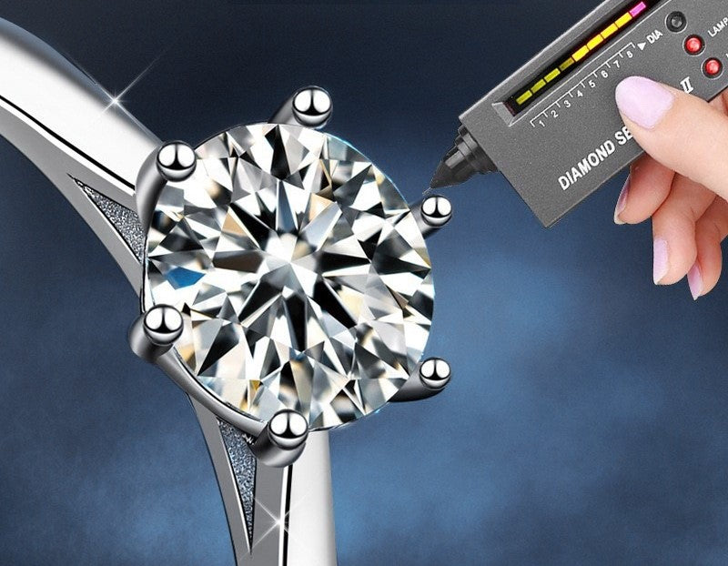 1CT/2CT Adjustable Moissanite Ring - 925 Sterling Silver