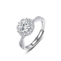 1CT Halo Adjustable Moissanite Ring - 925 Sterling Silver