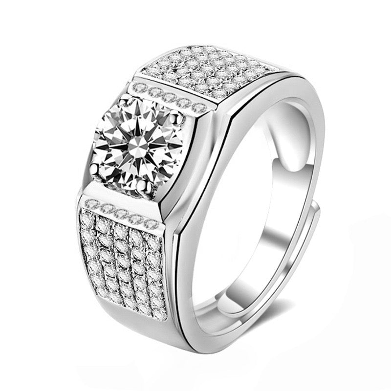 1CT Adjustable Men's Moissanite Ring - 925 Sterling Silver