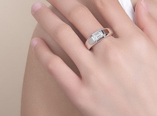 1CT Adjustable Men's Moissanite Signet Ring - 925 Sterling Silver