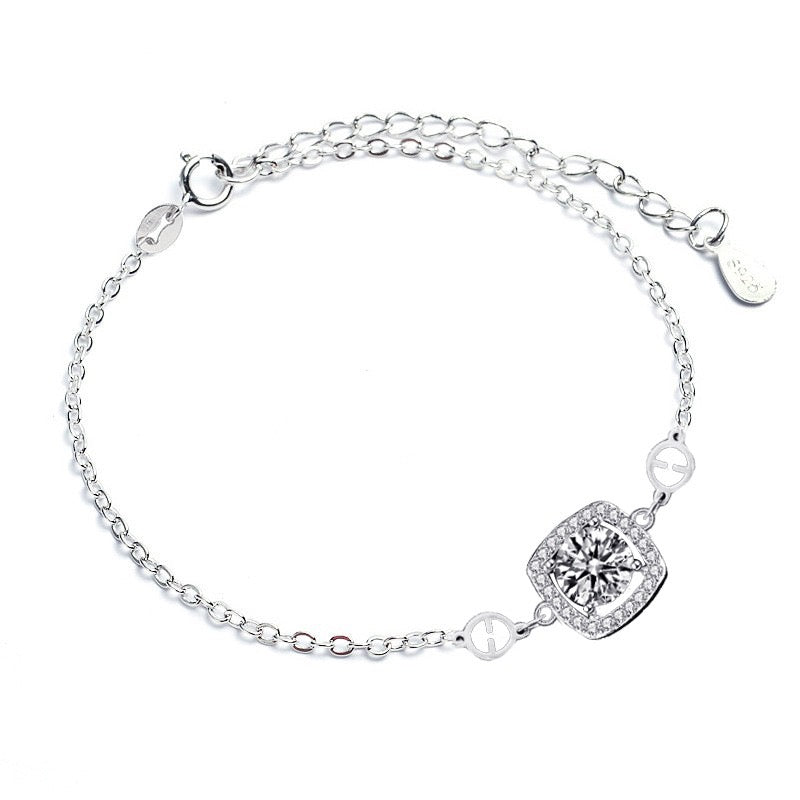 1CT Halo Moissanite Bracelet  - 925 Sterling Silver