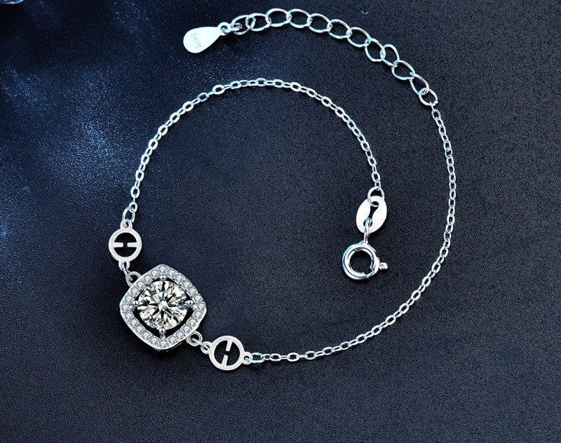 1CT Halo Moissanite Bracelet  - 925 Sterling Silver