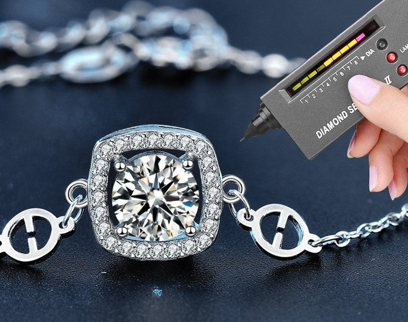 1CT Halo Moissanite Bracelet  - 925 Sterling Silver