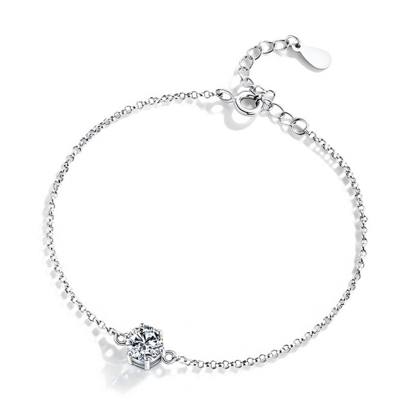 1CT Six-Prong Moissanite Bracelet  - 925 Sterling Silver