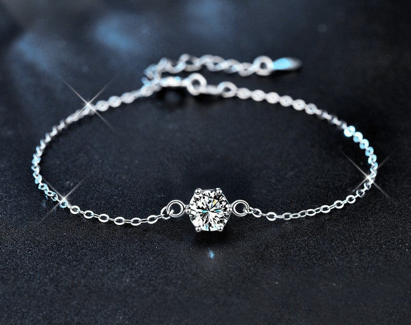 1CT Six-Prong Moissanite Bracelet  - 925 Sterling Silver