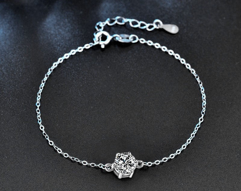 1CT Six-Prong Moissanite Bracelet  - 925 Sterling Silver