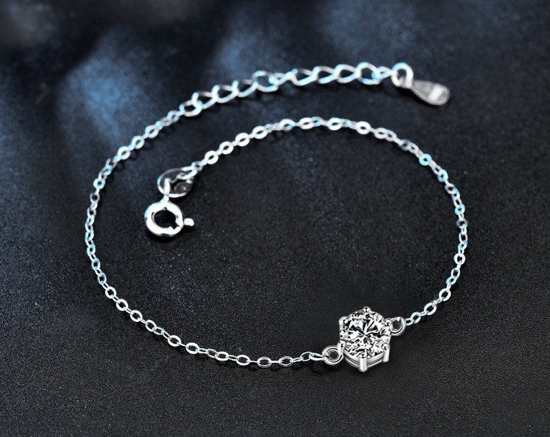 1CT Six-Prong Moissanite Bracelet  - 925 Sterling Silver