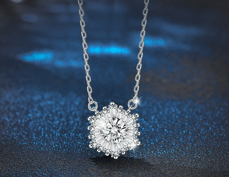 1CT Snowflake Moissanite Necklace - 925 Sterling Silver