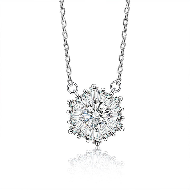 1CT Snowflake Moissanite Necklace - 925 Sterling Silver
