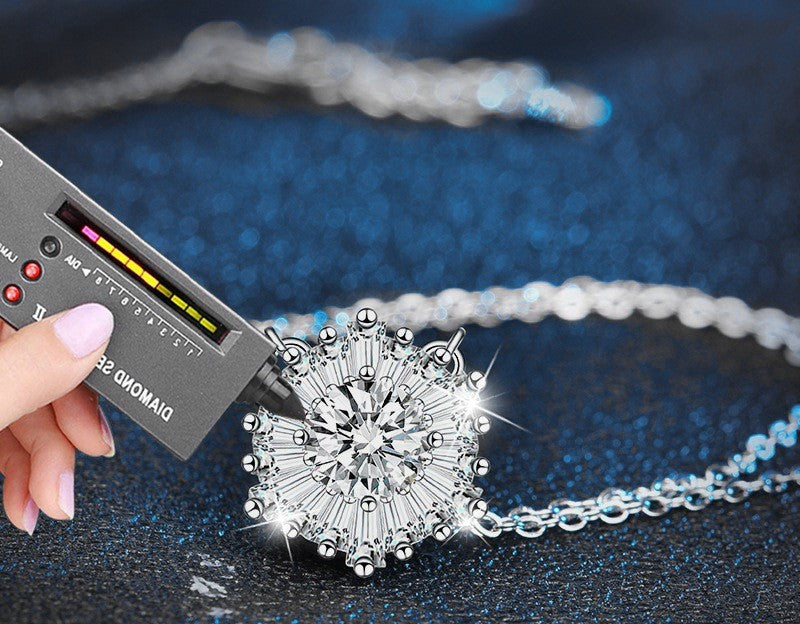1CT Snowflake Moissanite Necklace - 925 Sterling Silver