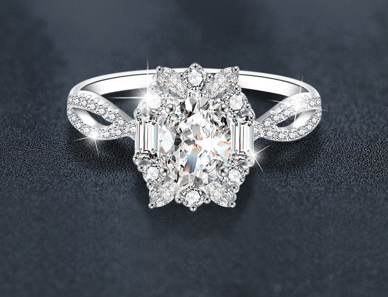 1 CT Blooming Flower Moissanite Ring Size 7 - 925 Sterling Silver