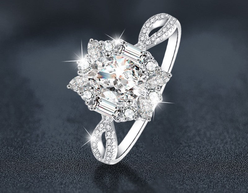 1 CT Blooming Flower Moissanite Ring Size 7 - 925 Sterling Silver