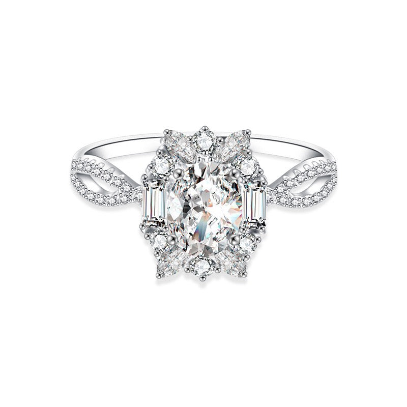 1 CT Blooming Flower Moissanite Ring Size 7 - 925 Sterling Silver