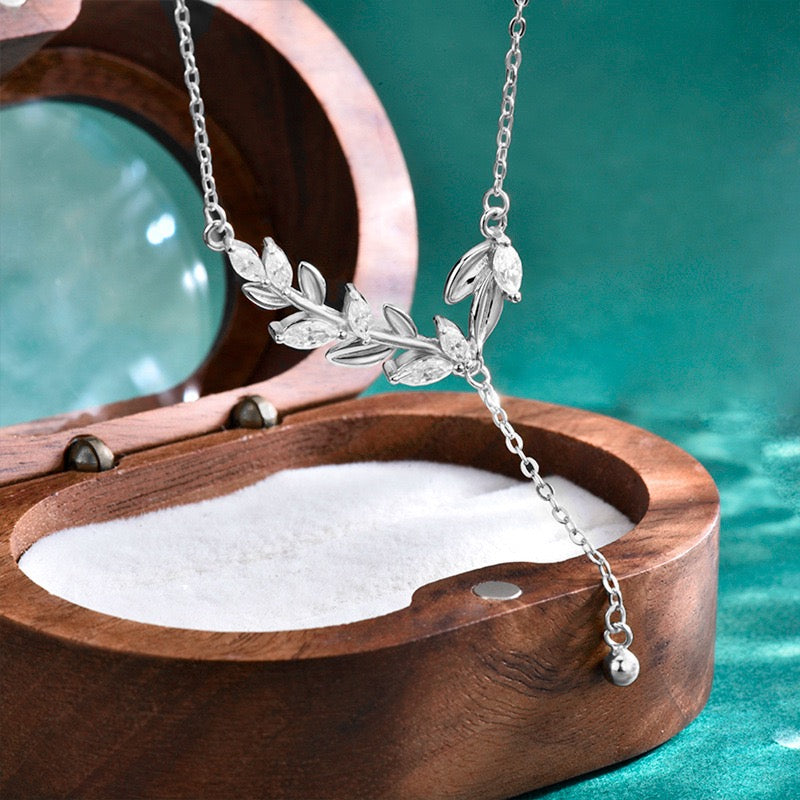 1 CT Leaf Moissanite Necklace - 925 Sterling Silver