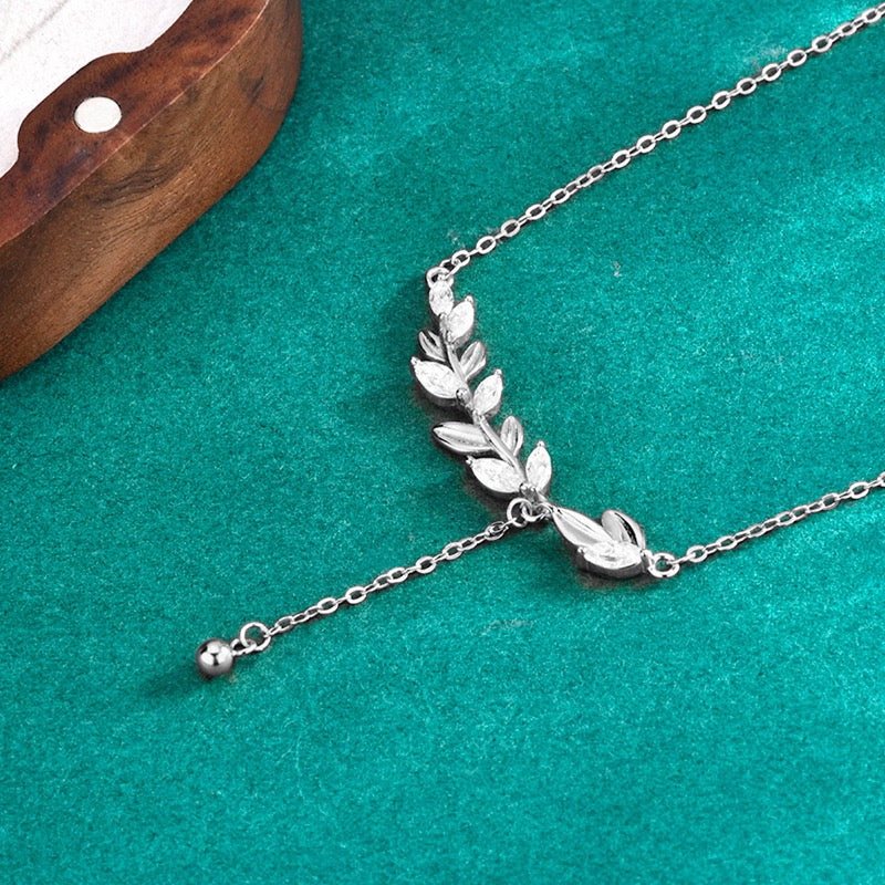 1 CT Leaf Moissanite Necklace - 925 Sterling Silver
