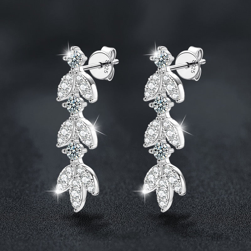 1.2 CT Leaf Moissanite Earrings - 925 Sterling Silver