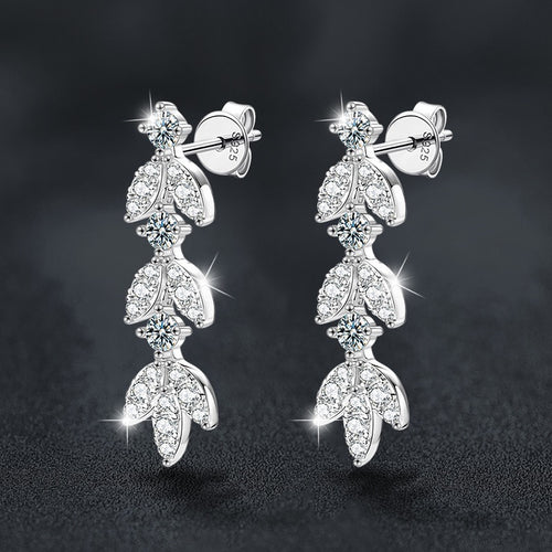 1.2 CT Leaf Moissanite Earrings - 925 Sterling Silver