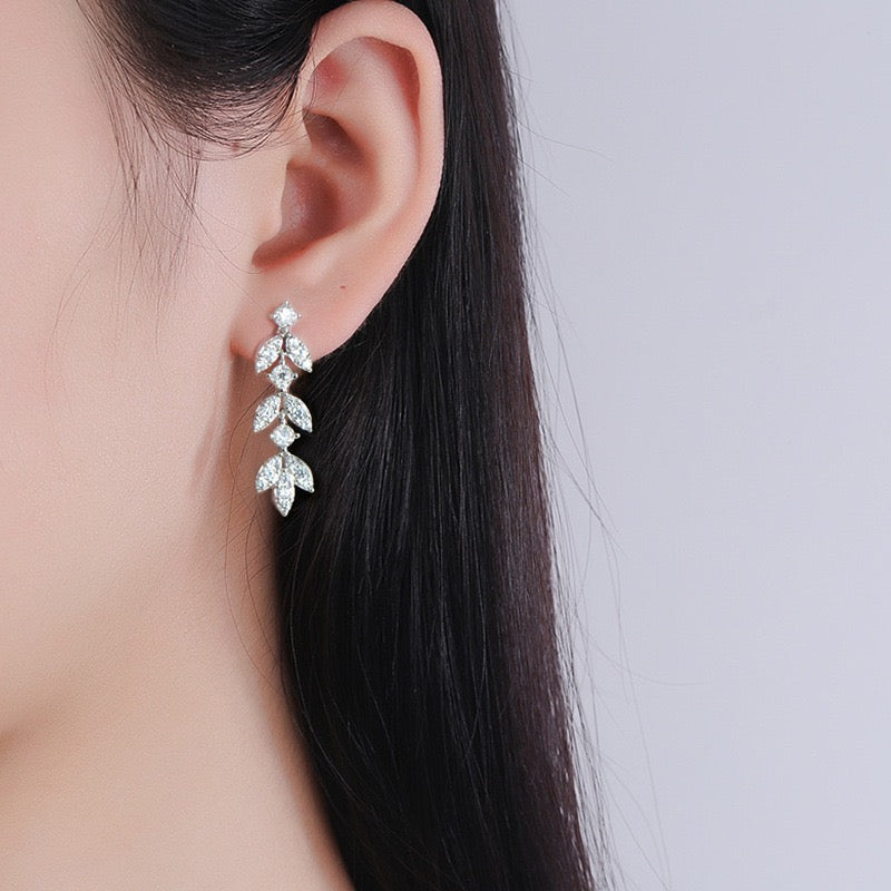 1.2 CT Leaf Moissanite Earrings - 925 Sterling Silver