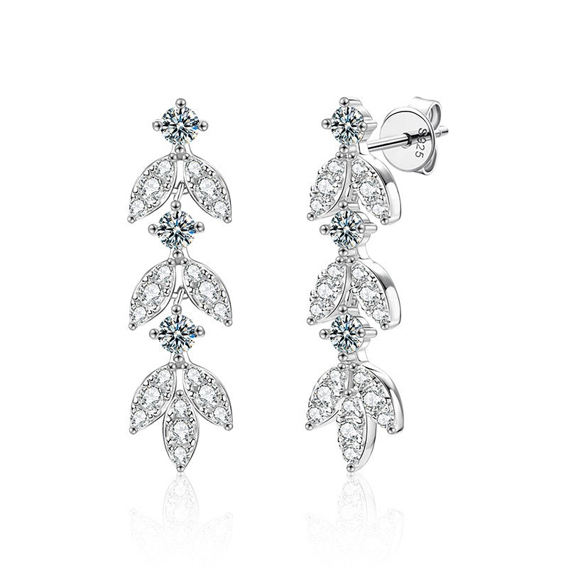 1.2 CT Leaf Moissanite Earrings - 925 Sterling Silver