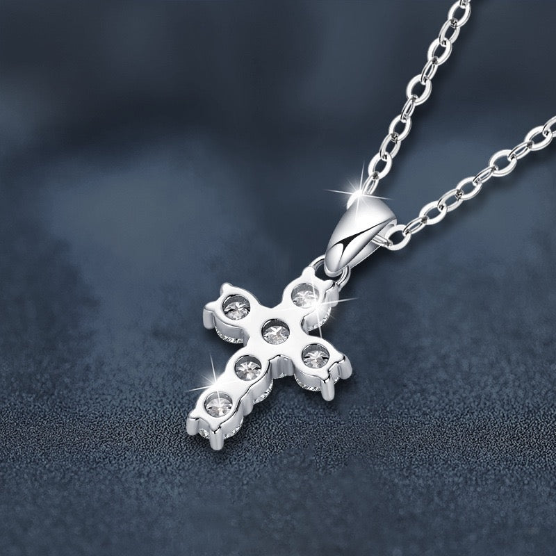 0.6 CT Cross Moissanite Necklace - 925 Sterling Silver