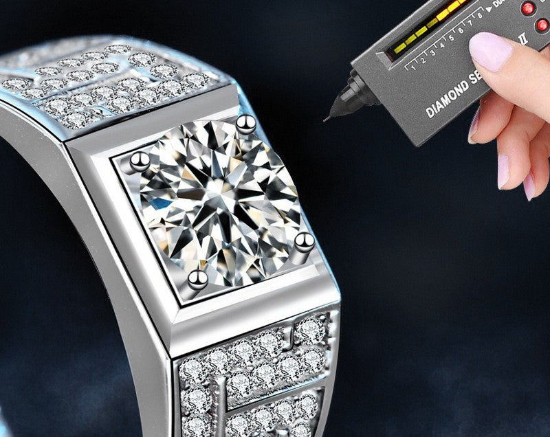 1CT Adjustable Men's Moissanite Ring - 925 Sterling Silver