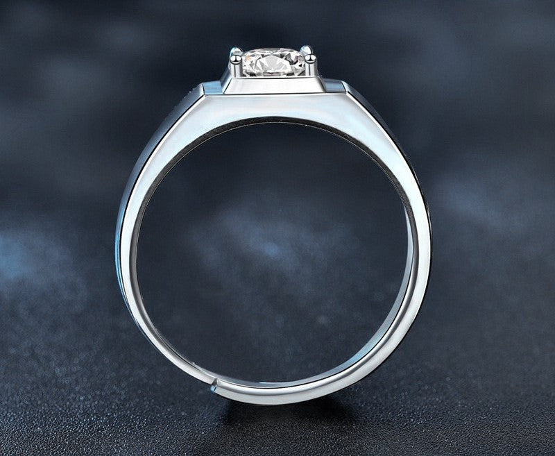 1CT Adjustable Men's Moissanite Ring - 925 Sterling Silver